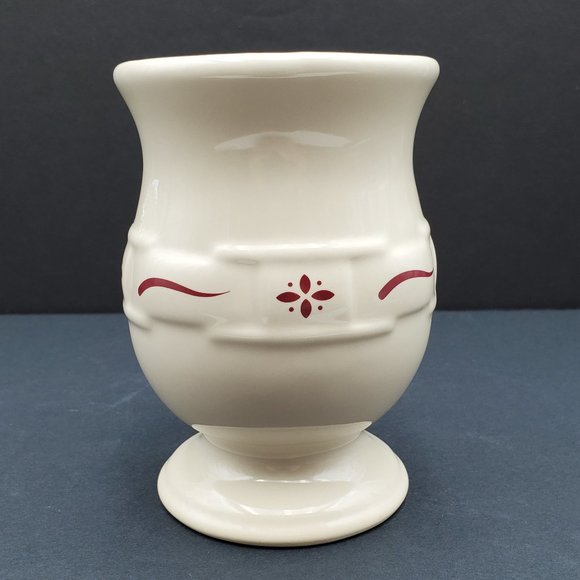 Longaberger Pottery Woven Traditions Red Footed Pedestal Latte Mug - Picture 2 of 7